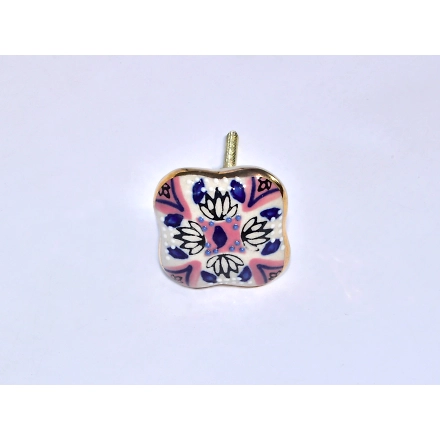 SHILPWARE Mandala Art Hand Painted Handmade Hourglass &amp; Melan Ceramic Cabinet Knobs Traditional Drawer Knobs-DN1-3