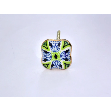 SHILPWARE Mandala Art Hand Painted Handmade Hourglass &amp; Melan Ceramic Cabinet Knobs Traditional Drawer Knobs-DN1-4