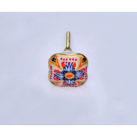 SHILPWARE Mandala Art Hand Painted Handmade Hourglass &amp; Melan Ceramic Cabinet Knobs Traditional Drawer Knobs-DN1-5