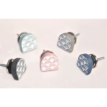 SHILPWARE Half Moon Shape Matte Terracotta Ceramic Cabinet Handmade/Designer and traditional Drawer Knob-GREY-1
