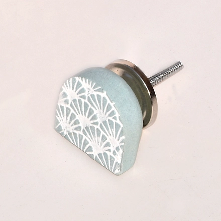 SHILPWARE Half Moon Shape Matte Terracotta Ceramic Cabinet Handmade/Designer and traditional Drawer Knob-GREY-3