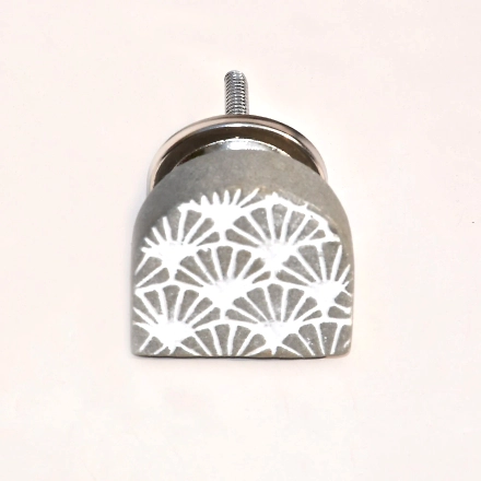 SHILPWARE Half Moon Shape Matte Terracotta Ceramic Cabinet Handmade/Designer and traditional Drawer Knob-GREY-4