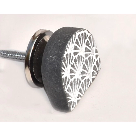 SHILPWARE Half Moon Shape Matte Terracotta Ceramic Cabinet Handmade/Designer and traditional Drawer Knob-GREY-6