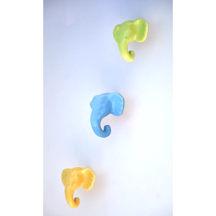 Shilpware Ceramic Elephant Hooks, Wall Cabinet Door Towel Robe Clothes Hooks for Hanging Kitchen Bathroom Home Hooks, Unique Design Hooks, Decorative Wall Hook-White-1