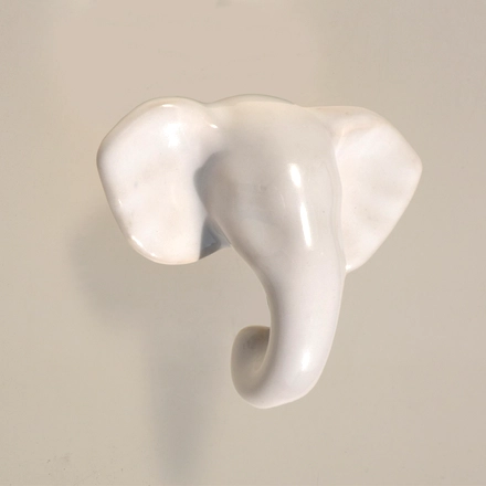 Shilpware Ceramic Elephant Hooks, Wall Cabinet Door Towel Robe Clothes Hooks for Hanging Kitchen Bathroom Home Hooks, Unique Design Hooks, Decorative Wall Hook-White-6