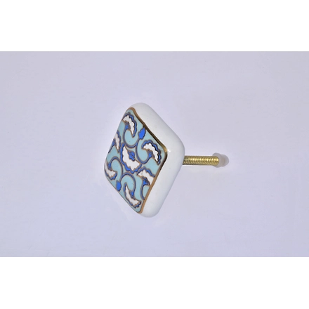 Shilpware Ceramic Square Knobs Drawer Pulls for Cabinets and Home Kitchen (42mm, Gold Multicolour ) Ceramic Square Knob-DN1-4