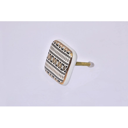 Shilpware Ceramic Square Knobs Drawer Pulls for Cabinets and Home Kitchen (42mm, Gold Multicolour ) Ceramic Square Knob-DN1-5