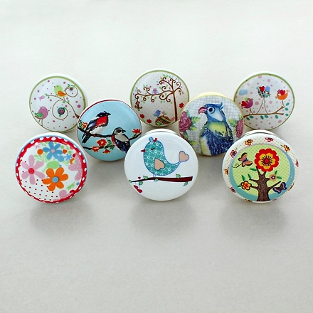 Shilpware Ceramic Vintage Shabby Chic Cupboard Drawer Door Knobs Pull Handles (Multicolour, 38 mm)-DN1-1