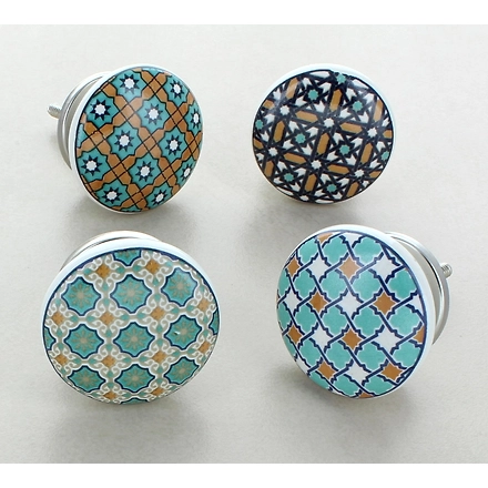 Shilpware Ceramic Vintage Shabby Chic Cupboard Drawer Door Knobs Pull Handles (Multicolour, 38 mm)-DN1-2