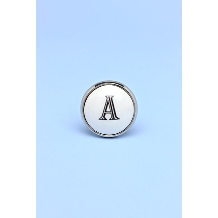 ALPHABET MONOGRAMS WHITE  CERAMIC metal cabinet KNOBS-130016-A