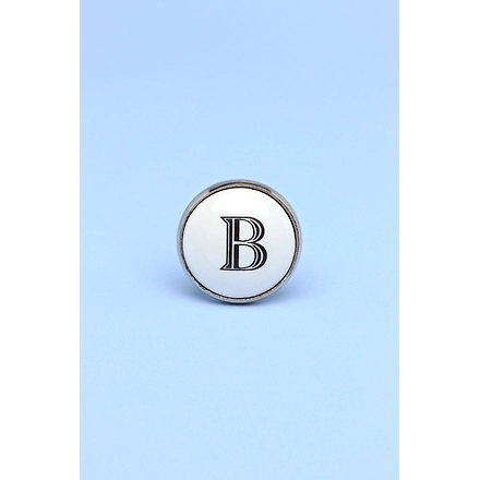 ALPHABET MONOGRAMS WHITE  CERAMIC metal cabinet KNOBS-White-A-3