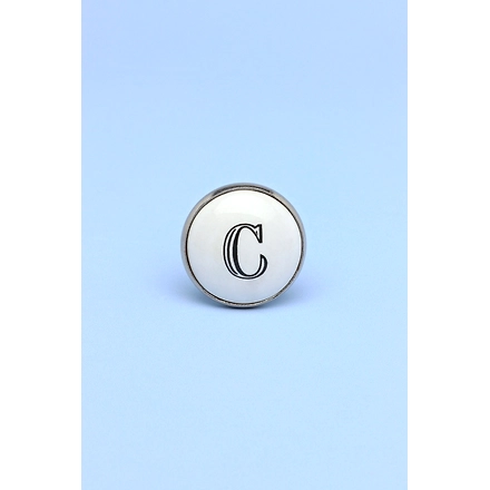 ALPHABET MONOGRAMS WHITE  CERAMIC metal cabinet KNOBS-White-A-4