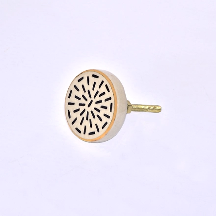 Shilpware Utopia Black and White Gold Round Shape Ceramic Cabinet Handmade/Designer and Traditional Drawer Knob-130037-DN1