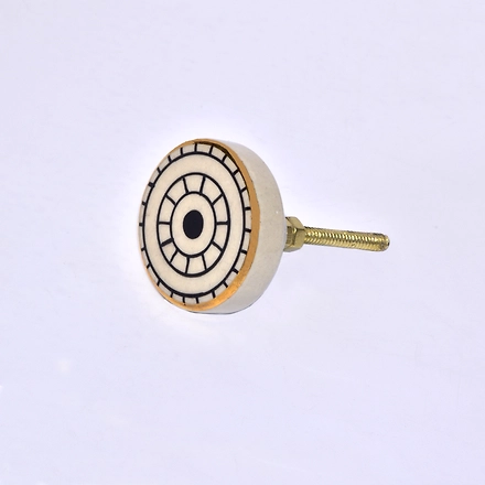 Shilpware Utopia Black and White Gold Round Shape Ceramic Cabinet Handmade/Designer and Traditional Drawer Knob-DN1-4
