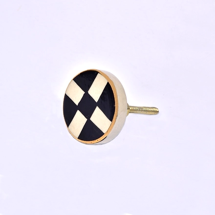 Shilpware Utopia Black and White Gold Round Shape Ceramic Cabinet Handmade/Designer and Traditional Drawer Knob-DN1-5