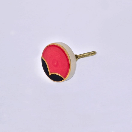 Shilpware Victory Hand Painted Multi Colour Round Shape Ceramic Cabinet Handmade/Designer and Traditional Drawer Knob-Red-2