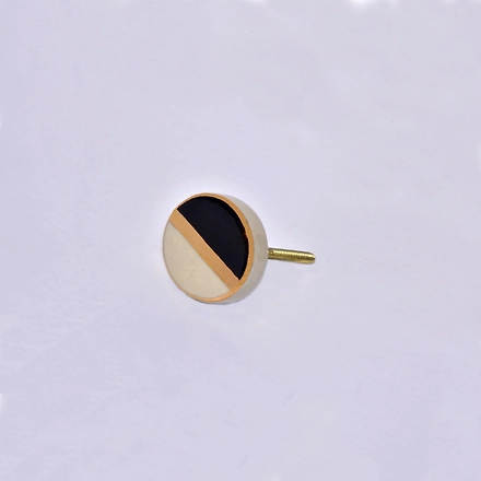 Shilpware Victory Hand Painted Handmade GOLD Round Shape Ceramic Cabinet Designer and Traditional Drawer Knob-130031-BK-3
