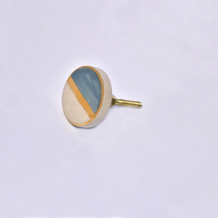 Shilpware Victory Hand Painted Handmade GOLD Round Shape Ceramic Cabinet Designer and Traditional Drawer Knob-130031-GY-3