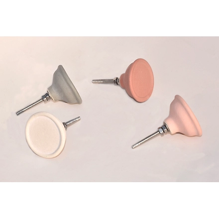 SHILPWARE Funnel shape pastel colour  Matte Terracotta Ceramic Cabinet Knobs Designer and Traditional knobs-White-1