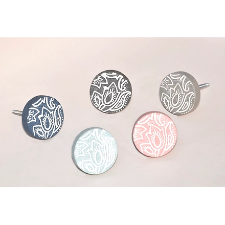 SHILPWARE Paisley Design Round Shape Matte Terracotta Ceramic Cabinet Knobs Handmade/Designer and Traditional Drawer Knob-Dark Grey-1