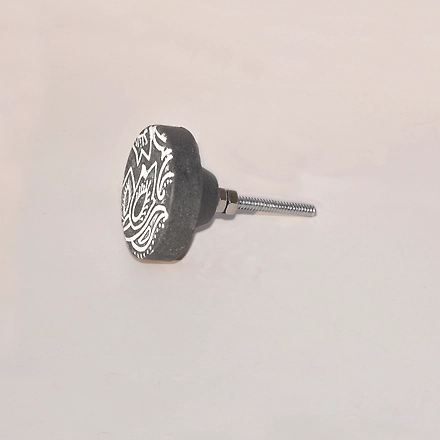 SHILPWARE Paisley Design Round Shape Matte Terracotta Ceramic Cabinet Knobs Handmade/Designer and Traditional Drawer Knob-130028-DGY