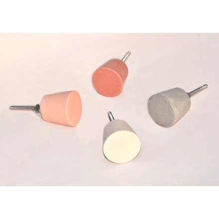 SHILPWARE Dome/Funnel Shape Pastel Colour Matte Terracotta Cabinet knobs Handmade/Designer and Traditional Drawer Knob-White-1