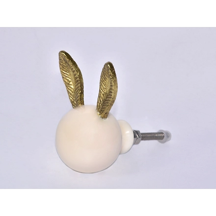 SHILPWARE Rabbit &amp; Bunny Cute Ears Resin Cabinet Handmade/Designer and Traditional Drawer Knob-130089GD