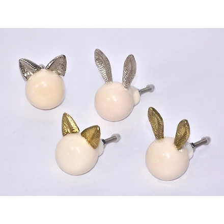 SHILPWARE Rabbit &amp; Bunny Cute Ears Resin Cabinet Handmade/Designer and Traditional Drawer Knob-DN1-Gold-1