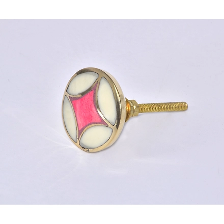 SHILPWARE Inlay Multi Color Round Shape pattern Bone Handmade/Designer and Traditional Drawer Knob-130088PK