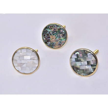 SHILPWARE Mother of Pearl Patterned Round Shape Cabinet  Handmade/Designer and Traditional Drawer Knob-DN1-1