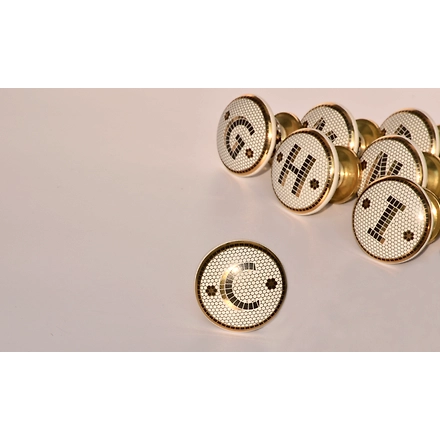 Shilpware BLACK AND GOLD honeycomb MONOGRAM ALPHABET cabinet knobs-B-4