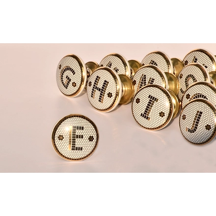 Shilpware BLACK AND GOLD honeycomb MONOGRAM ALPHABET cabinet knobs-B-6