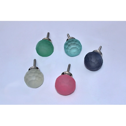 SHILPWARE LUCINDA BALL STYLISH FROSTED GLASS Round Shape Cabinet Handmade/Designer and Traditional Drawer Knob-Grey-1