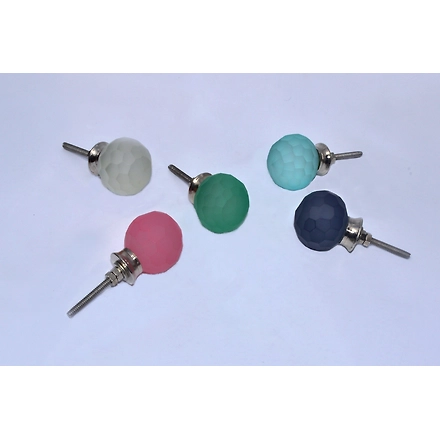 SHILPWARE LUCINDA BALL STYLISH FROSTED GLASS Round Shape Cabinet Handmade/Designer and Traditional Drawer Knob-Grey-2