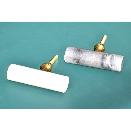 SHILPWARE Solid Round/Rectangular/Rectangular with Brass Marble Pull Drawer knobs for Pulls  Handmade/Designer and Traditional Cabinet Knobs-White-DN1-1