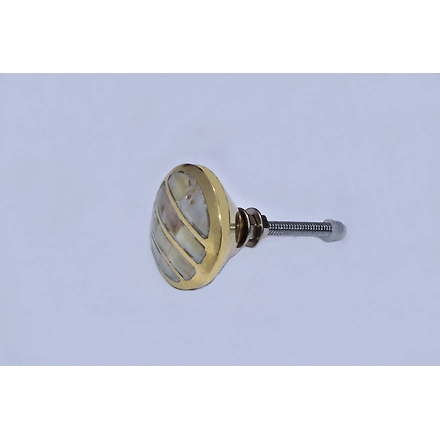 SHILPWARE MOTHER OF PEARL round shape GOLD BRASS PULL Cabinet Handmade/Designer and Traditional Drawer Knob-130096DN1