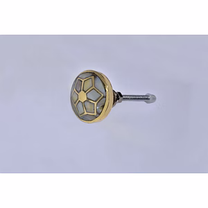 SHILPWARE MOTHER OF PEARL round shape GOLD BRASS PULL Cabinet Handmade/Designer and Traditional Drawer Knob