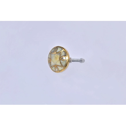 SHILPWARE MOTHER OF PEARL round shape GOLD BRASS PULL Cabinet Handmade/Designer and Traditional Drawer Knob-DN1-5