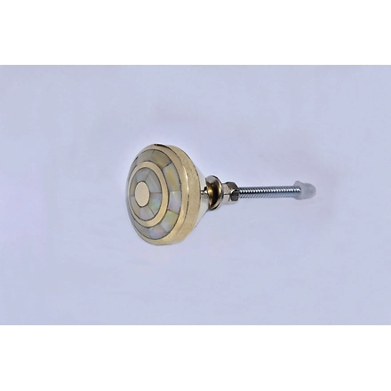 SHILPWARE MOTHER OF PEARL round shape GOLD BRASS PULL Cabinet Handmade/Designer and Traditional Drawer Knob-DN1-4