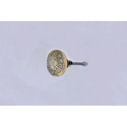 SHILPWARE MOTHER OF PEARL round shape GOLD BRASS PULL Cabinet Handmade/Designer and Traditional Drawer Knob-DN1-3