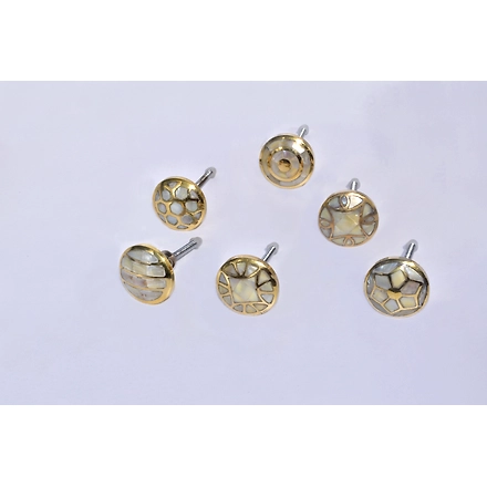 SHILPWARE MOTHER OF PEARL round shape GOLD BRASS PULL Cabinet Handmade/Designer and Traditional Drawer Knob-DN1-1