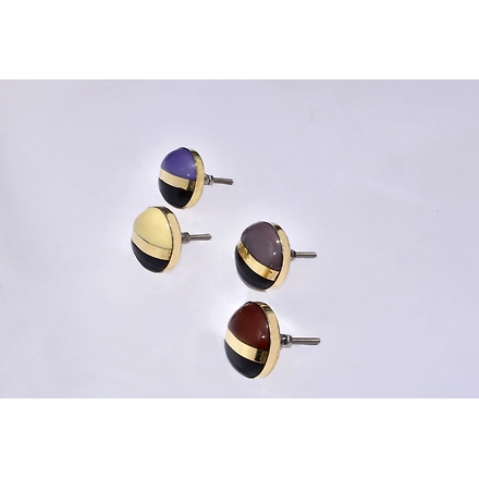 SHILPWARE Gold Strip Multi Color Resin Cabinet Handmade/Designer and Traditional Drawer Knob-White-1