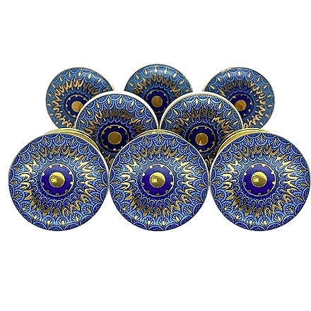 SHILPWARE Ceramic Knobs Drawer Pulls for Cabinets and Cupboards Gold Multicolor (38mm)-130055DN1