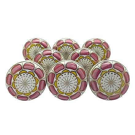 SHILPWARE Ceramic Knobs Drawer Pulls for Cabinets and Cupboards Gold Multicolor (38mm)-130055DN2