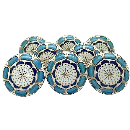 SHILPWARE Ceramic Knobs Drawer Pulls for Cabinets and Cupboards Gold Multicolor (38mm)-130055DN4