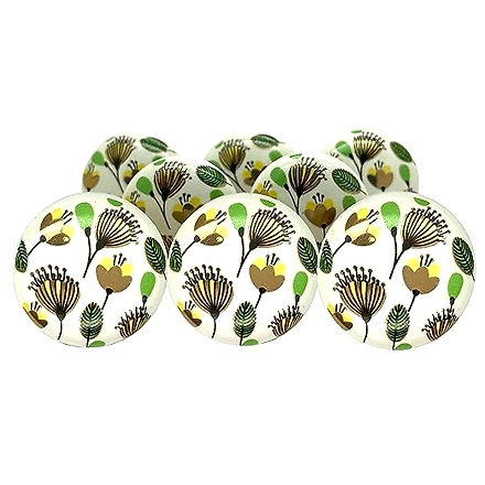 SHILPWARE Ceramic Knobs Drawer Pulls for Cabinets and Cupboards Gold Multicolor (38mm)-130055DN9