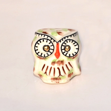 SHILPWARE Owl Shape Hand Painted Handmade Ceramic Cabinet  Designer and Traditional Drawer Knob-130042DN2