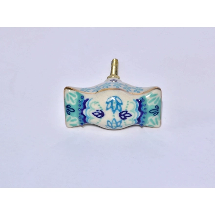 SHILPWARE Mandala Art Hand Painted Handmade Hourglass &amp; Melan Ceramic Cabinet Knobs Traditional Drawer Knobs-130041DN1