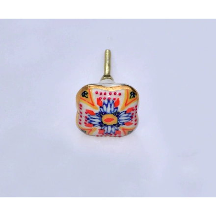 SHILPWARE Mandala Art Hand Painted Handmade Hourglass &amp; Melan Ceramic Cabinet Knobs Traditional Drawer Knobs-130041DN2