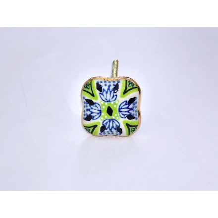 SHILPWARE Mandala Art Hand Painted Handmade Hourglass &amp; Melan Ceramic Cabinet Knobs Traditional Drawer Knobs-130041DN3